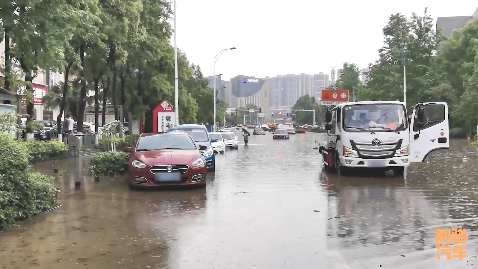 石家庄大雨突袭！积水没过膝盖！多辆私家车被淹！_社会_长沙社区通